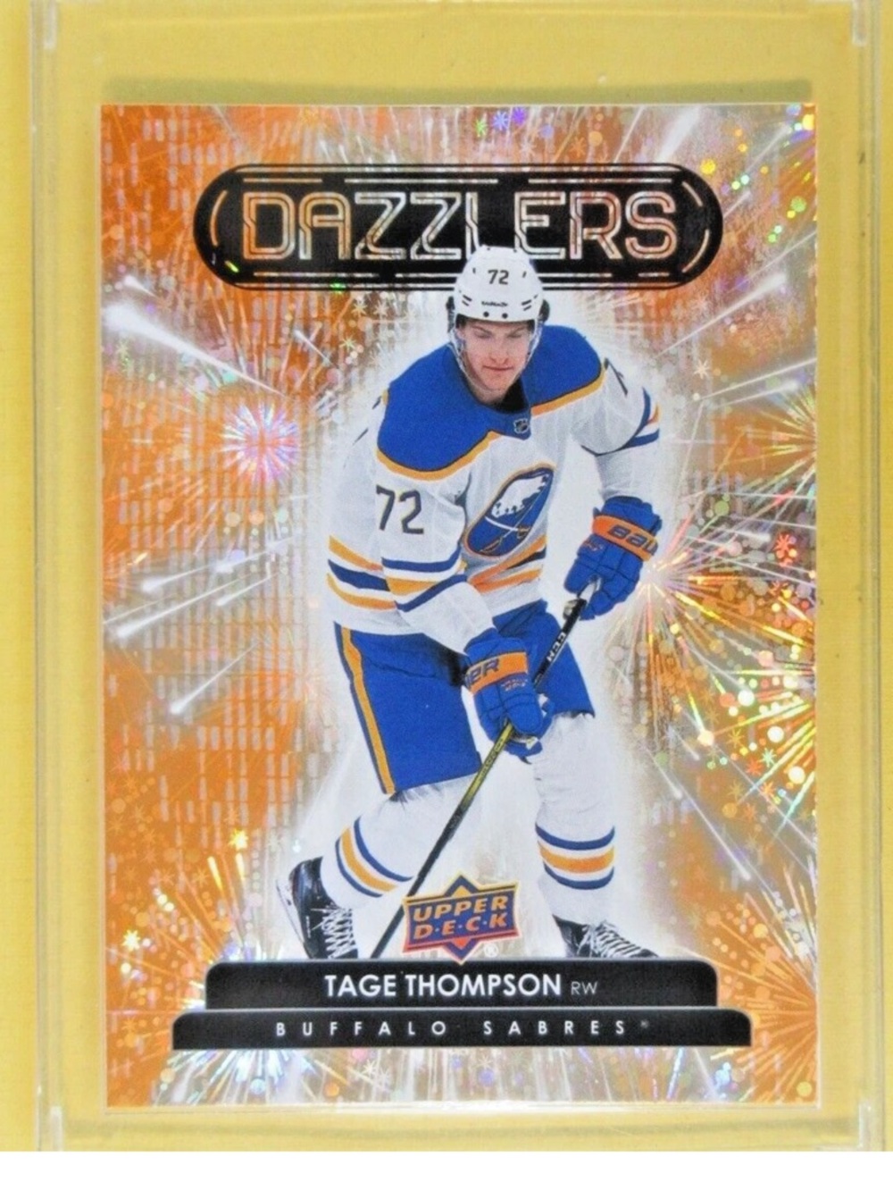 Tage Thompson 2021/22 Upper Deck Buffalo Sabres Orange Dazzler Hockey Card